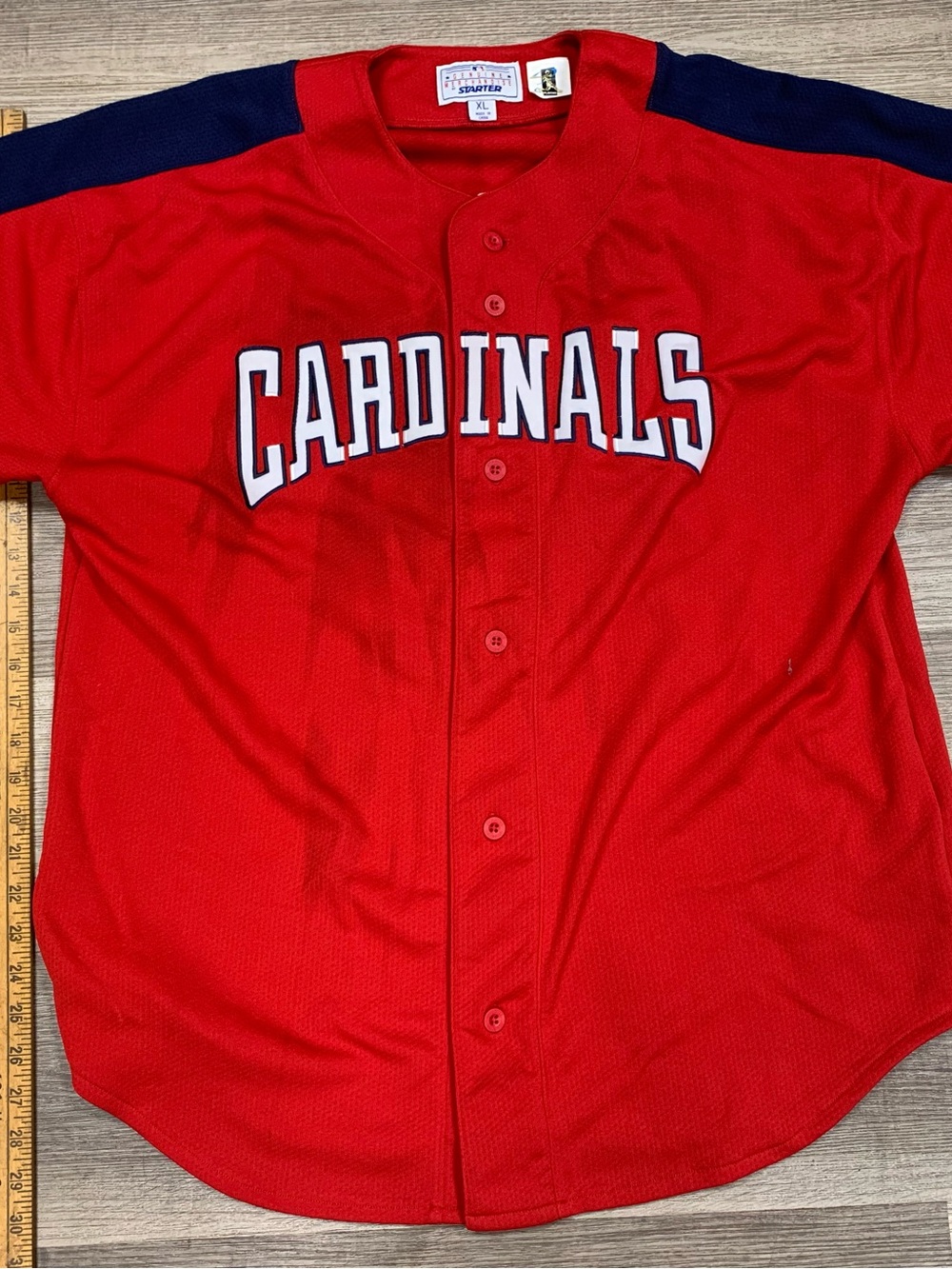 STARTER Red MLB Collared Team Jersey Mark McGuire 25